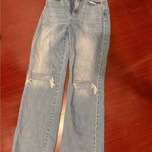 Stradivarius ASOS Light Blue Distressed Straight Leg Jeans